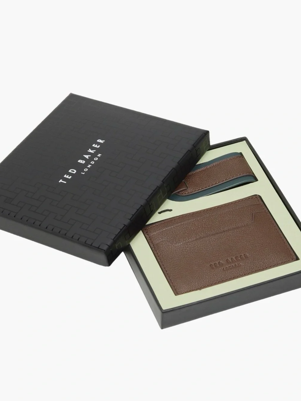 ✅NEW “Ted Baker” Cavendish Leather Card Holder Wallet & Key Ring Set